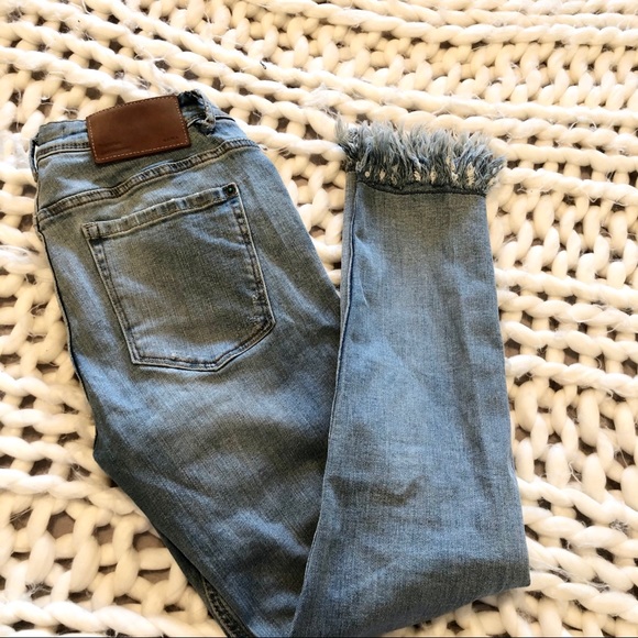 Zara trafaluc denim jeans fringe ankle distressed - Picture 8 of 8